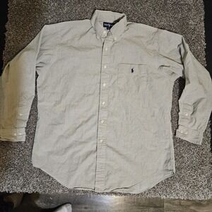 Ralph Lauren Yarmouth Mens 16 34/35 Green Gingham Check Cotton Button Down Shirt